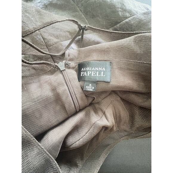 Adrianna PAPELL Dress Size 8 Sleeveless Silver Gray Pewter Shimmer Flowy NWT - Picture 4 of 10